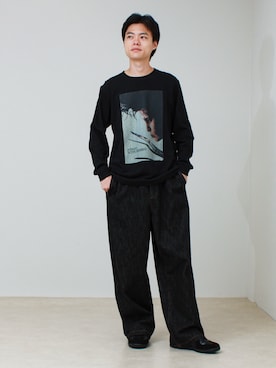 「GOOD ROCK SPEED（グッドロックスピード）の【GOOD ROCK SPEED】『シザーハンズ』 ロンT（Tシャツ/カットソー、ブラック系）」を使った、reさん（メンズ・173cm）の夏コーディネート