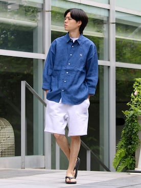 「GLOSTER（グロスター）のアイテム」を使った、reさん（メンズ・173cm）の夏コーディネート
