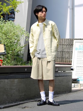 「GLOSTER（グロスター）のアイテム」を使った、reさん（メンズ・173cm）の夏コーディネート