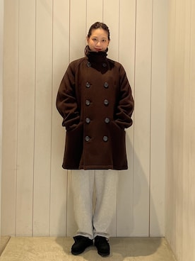 「アイテム（ピーコート）」を使った、YUIさん（レディース・162cm）の秋コーディネート