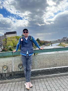 「アイテム（ダウンベスト）」を使った、Lienさん（メンズ・175cm）の秋コーディネート