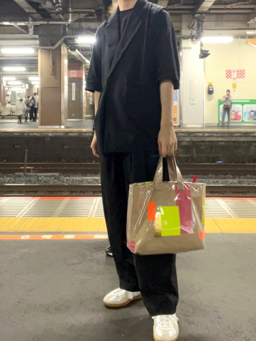 「PUBLIC TOKYOのジョーゼットハーフスリーブジャケット（その他アウター、ブラック系）」を使った、gucos1212さん（メンズ・173cm）の夏コーディネートの1枚目の写真