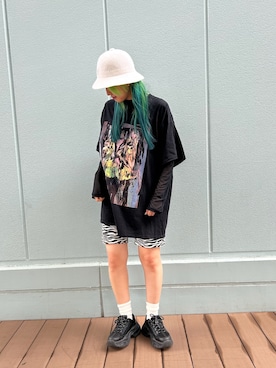 「KANGOL（カンゴール）のKANGOL BERMUDA CASUAL（ハット）」を使った、YUIさん（レディース・157cm）の夏コーディネート