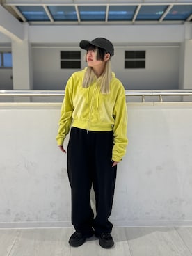 「OVERRIDE（オーバーライド）のアイテム（キャップ）」を使った、YUIさん（レディース・157cm）の冬コーディネート