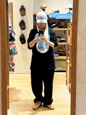 「NEW ERA（ニューエラ）のNEW ERA    9FORTY Rhinestone / ニューエラ（キャップ、グレー系）」を使った、YUIさん（レディース・157cm）の夏コーディネート