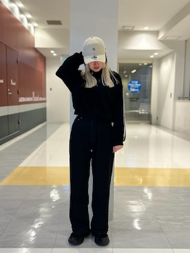 「NEW ERA（ニューエラ）のNEW ERA  920CS MLB BATTERMAN BKL / ニューエラ（キャップ、ホワイト系）」を使った、YUIさん（レディース・157cm）の冬コーディネート