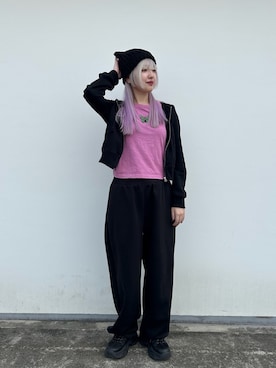 「アイテム（ニットキャップ/ビーニー）」を使った、YUIさん（レディース・157cm）の秋コーディネート
