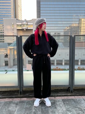 「アイテム（ニットキャップ/ビーニー、グレー系）」を使った、YUIさん（レディース・157cm）の冬コーディネート