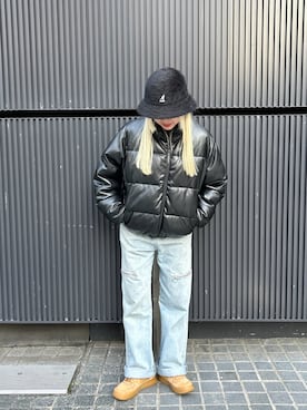 「KANGOL（カンゴール）のアイテム」を使った、YUIさん（レディース・157cm）の冬コーディネート