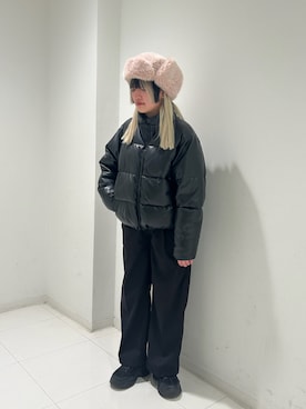 「OVERRIDE（オーバーライド）のOVERRIDE  MINI FUR TRAPPER SGP / オーバーライド（ハット、ピンク系）」を使った、YUIさん（レディース・157cm）の冬コーディネート