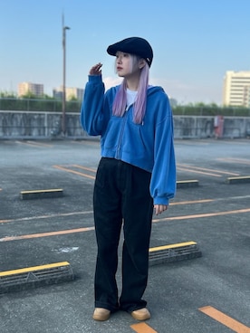 「アイテム（ハンチング/ベレー帽）」を使った、YUIさん（レディース・157cm）の秋コーディネート