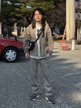 「アースカラー」｜「アイテム（ブルゾン）」を使った、kjmaさん（メンズ・173cm）の冬コーディネート