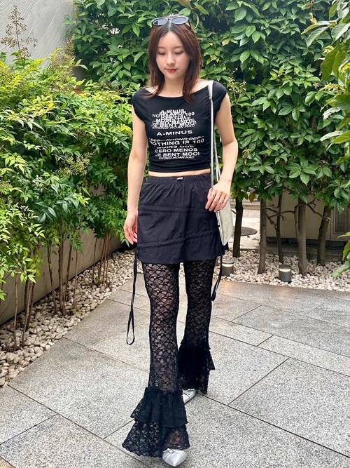 パンツ 総レースフリルデザインフレアパンツ レディース