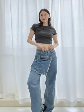 「ラップスカート」｜ENLIKEスタッフさん（レディース・163cm）の夏コーディネート