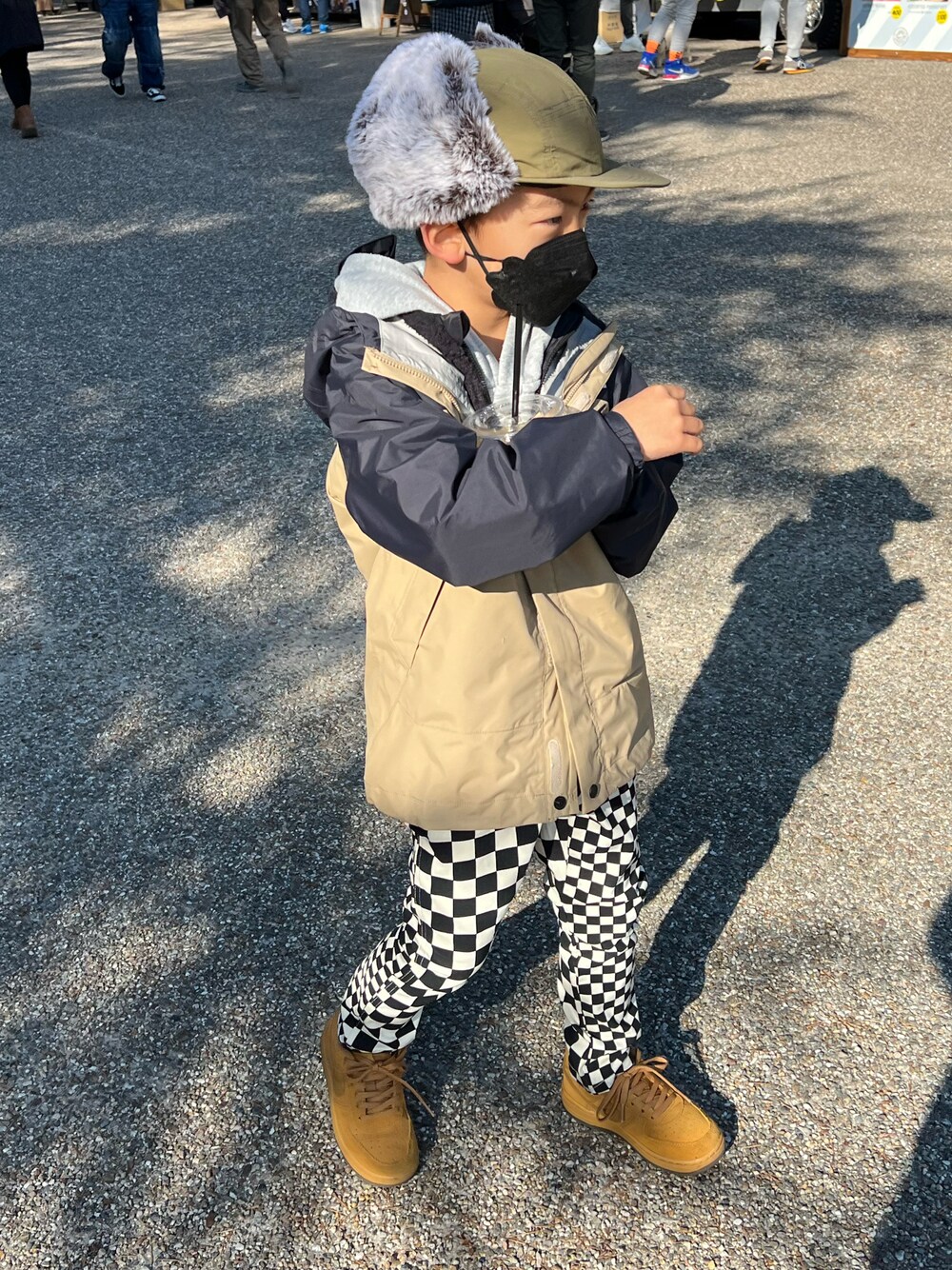 「CIAOPANIC TYPYの【KIDS】ミリタリーフライトキャップ（キャップ、グリーン系）」を使った、fromkotodesuyoさん（キッズ・120cm）の夏コーディネートの1枚目の写真