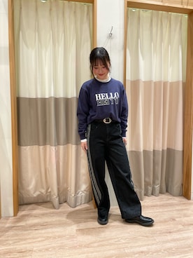 「タートルネック」｜「アイテム（ローファー）」を使った、takaさん（レディース・156cm）の冬コーディネート
