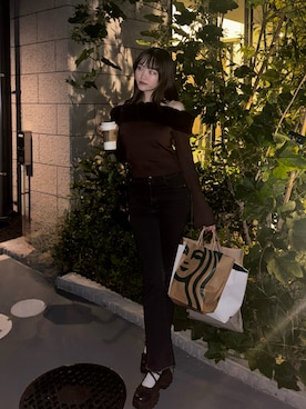 「アイテム（バレエシューズ）」を使った、Nanaさん（レディース・158cm）の秋コーディネート