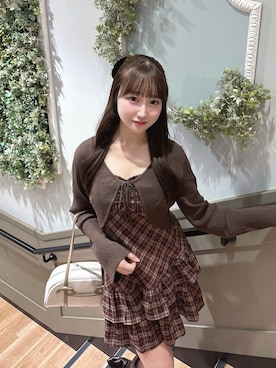 「アイテム（ワンピース/ドレス、レッド系）」を使った、Risatoさん（レディース・159cm）の秋コーディネート