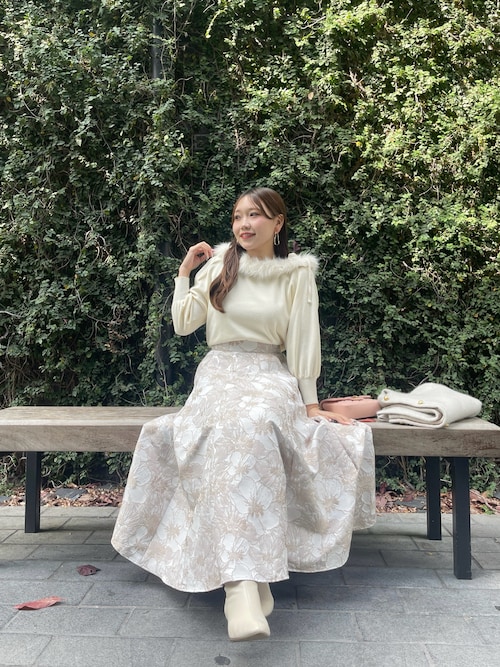 花柄ジャガードスカート ラブティックボンボン 花柄ジャガードスカート ラブティックボンボン セール】【お上品