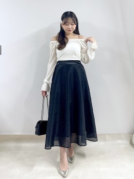 「黒スカート」｜Rikoさん（レディース・158cm）の夏コーディネート