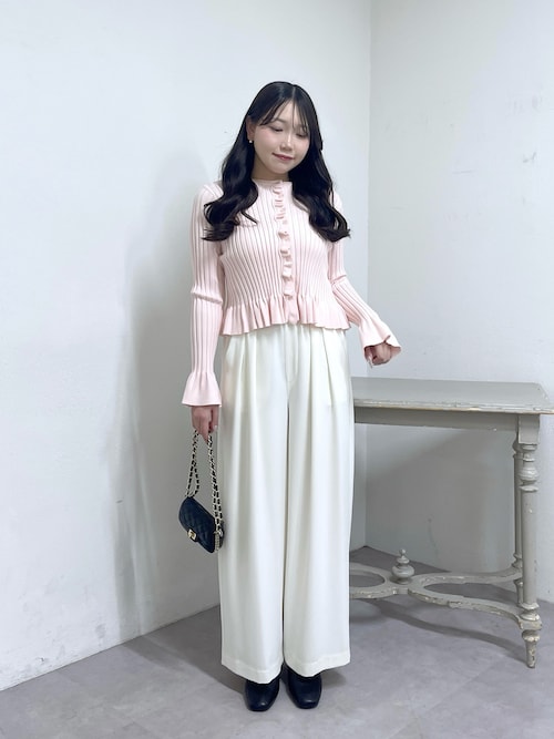 【ZOZO完売❗️】La boutique BonBon リブニットカーディガン セール】【春まで使える！】フリルリブニットカーディガン