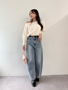 「アイテム（トートバッグ）」を使った、Rikoさん（レディース・158cm）の秋コーディネート