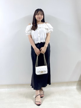 「黒スカート」｜Rikoさん（レディース・158cm）の夏コーディネート