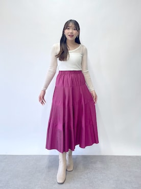 「アイテム（ニット/セーター）」を使った、Rikoさん（レディース・158cm）の夏コーディネート