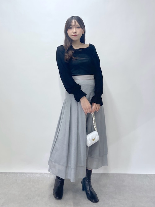 tシャツ 「KAZUMI監修カラーあり」フロッキーチュールスクエアネックカットソー レディース La boutique BonBon｜【KAZUMI監修カラーあり】フロッキー