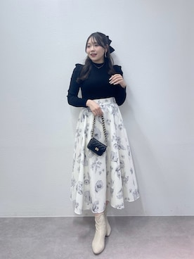 「アイテム（スカート）」を使った、Rikoさん（レディース・158cm）の冬コーディネート
