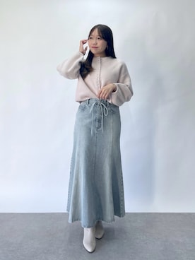 「アイテム（デニムスカート）」を使った、Rikoさん（レディース・158cm）の夏コーディネート