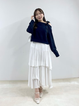 「ネイビー×ホワイト」｜Rikoさん（レディース・158cm）の夏コーディネート