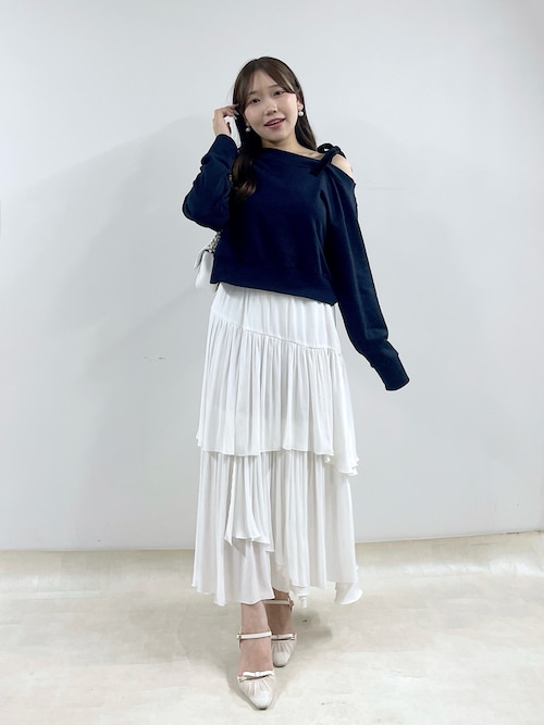 オトナガーリー】ミニ裏毛オフショルリボンプルオーバー