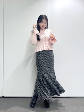 「チェック柄」｜Rikoさん（レディース・158cm）の冬コーディネート