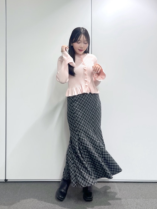 【ZOZO完売❗️】La boutique BonBon リブニットカーディガン セール】【春まで使える！】フリルリブニットカーディガン