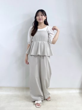 「アイテム（オールインワン・サロペット）」を使った、Rikoさん（レディース・158cm）の夏コーディネート