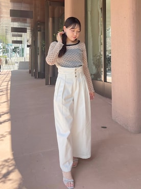 「ハイウエストパンツ」｜Rikoさん（レディース・158cm）の夏コーディネート