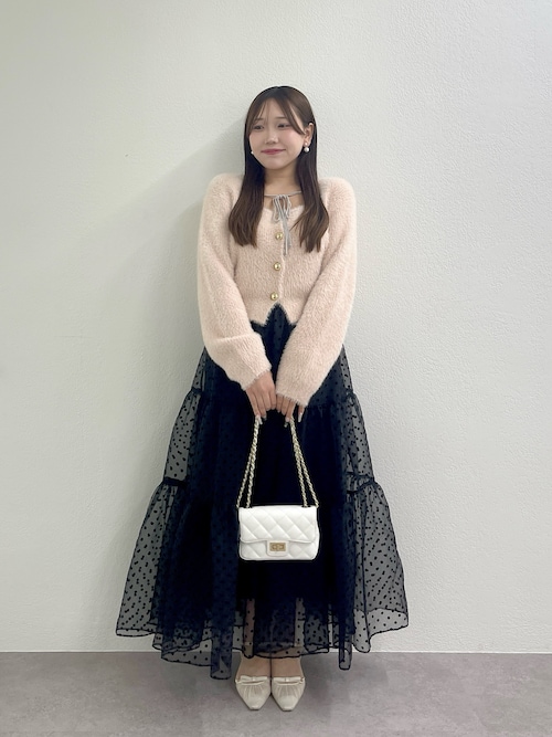 セール】【3サイズ展開あり】ドットフロッキーティアードスカート