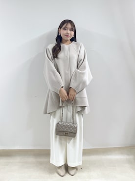 「アイテム（ノーカラーコート）」を使った、Rikoさん（レディース・158cm）の秋コーディネート
