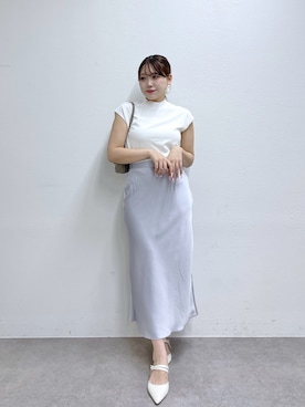 「La boutique BonBon（ラブティックボンボン）のサテンナロースカート（スカート、グレー系）」を使った、Rikoさん（レディース・158cm）の春コーディネート