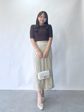 「ブラウンニット」｜Rikoさん（レディース・158cm）の夏コーディネート