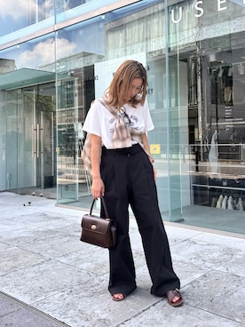 「fredy emue（フレディエミュ）のヴィンテージライクピグメントTシャツ（Tシャツ/カットソー）」を使った、rinrinさん（レディース・157cm・20代）の夏コーディネート