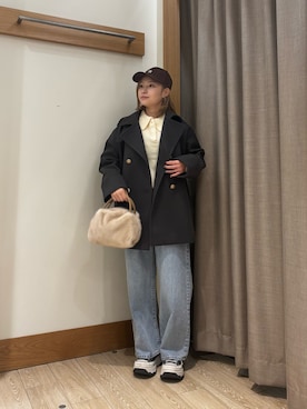 「アイテム（ピーコート）」を使った、rinrinさん（レディース・157cm）の冬コーディネート