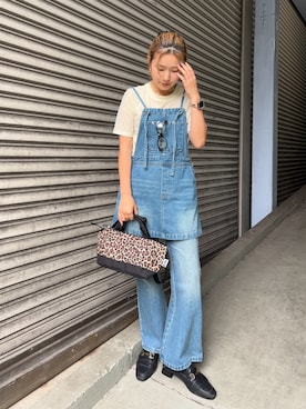 「アイテム（サロペット/オーバーオール）」を使った、rinrinさん（レディース・157cm）の夏コーディネート