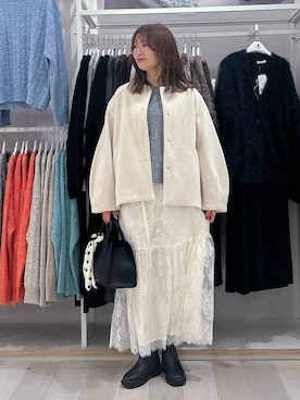 「アイテム（ノーカラーコート）」を使った、asamiさん（レディース・161cm）の冬コーディネート