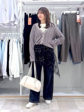 「GLOBAL WORK（グローバルワーク）のGOODデニムイージーパンツ/498394（デニムパンツ、ブラック系）」を使った、asamiさん（レディース）の春コーディネート