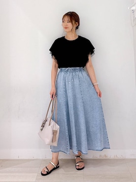 「アイテム（デニムスカート）」を使った、asamiさん（レディース・161cm）の夏コーディネート