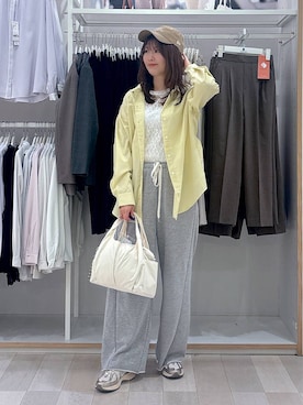 「GLOBAL WORK（グローバルワーク）の365日マイスタイルシャツ/571317（シャツ/ブラウス、イエロー系）」を使った、asamiさん（レディース）の春コーディネート