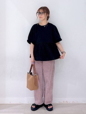 「GLOBAL WORK（グローバルワーク）のアイテム（メガネ）」を使った、asamiさん（レディース・161cm）の夏コーディネート