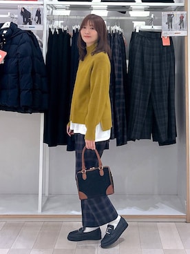 「GLOBAL WORK（グローバルワーク）のあったかウツクシルエットテーパードパンツ/575203（その他パンツ）」を使った、asamiさん（レディース・161cm）の秋コーディネート